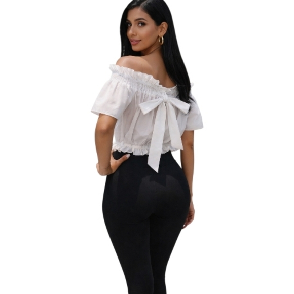 Zara Basic White Ruffled Top. Size M. - Picture 4 of 9